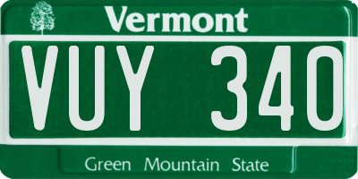 VT license plate VUY340
