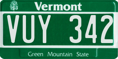 VT license plate VUY342
