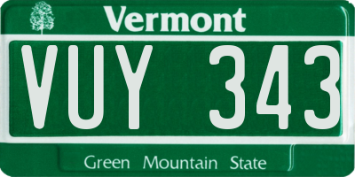 VT license plate VUY343
