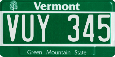 VT license plate VUY345