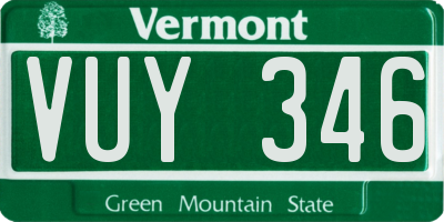 VT license plate VUY346