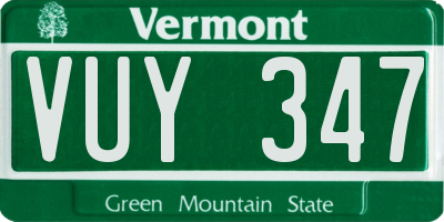 VT license plate VUY347
