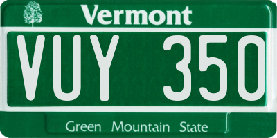 VT license plate VUY350