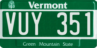 VT license plate VUY351