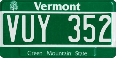 VT license plate VUY352