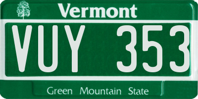 VT license plate VUY353