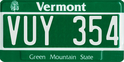 VT license plate VUY354