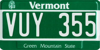 VT license plate VUY355