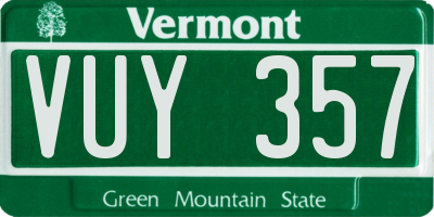 VT license plate VUY357