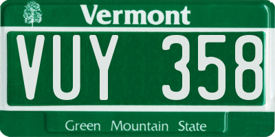 VT license plate VUY358