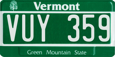 VT license plate VUY359