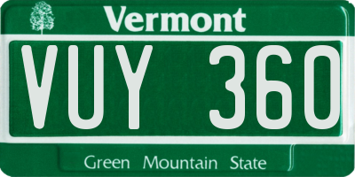 VT license plate VUY360