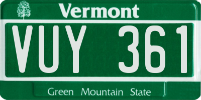 VT license plate VUY361