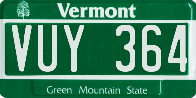 VT license plate VUY364