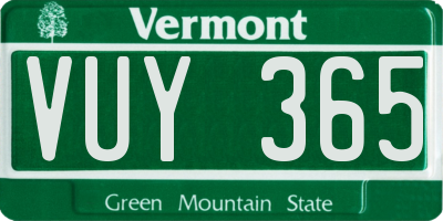 VT license plate VUY365