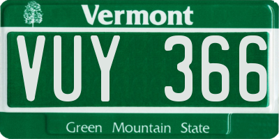 VT license plate VUY366