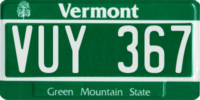 VT license plate VUY367