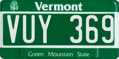 VT license plate VUY369