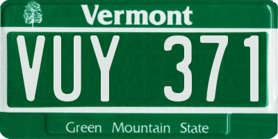 VT license plate VUY371
