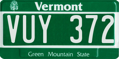 VT license plate VUY372