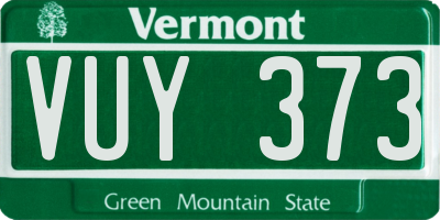 VT license plate VUY373