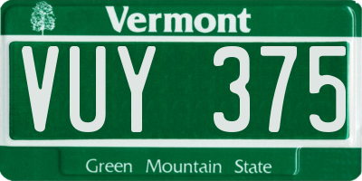 VT license plate VUY375