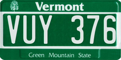 VT license plate VUY376