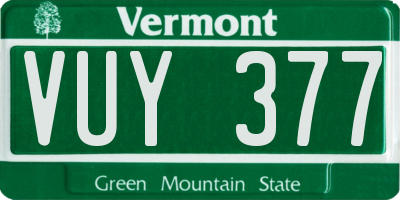 VT license plate VUY377