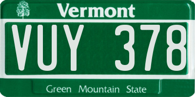 VT license plate VUY378