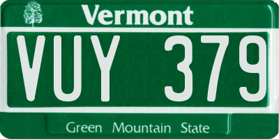 VT license plate VUY379
