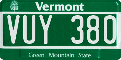 VT license plate VUY380
