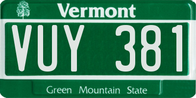 VT license plate VUY381