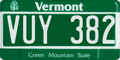 VT license plate VUY382