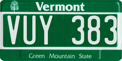 VT license plate VUY383