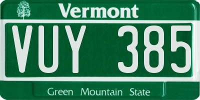 VT license plate VUY385