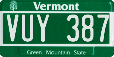 VT license plate VUY387