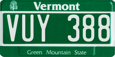 VT license plate VUY388