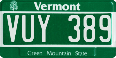 VT license plate VUY389