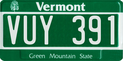 VT license plate VUY391