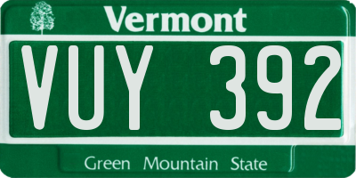 VT license plate VUY392