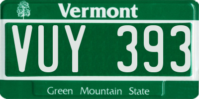 VT license plate VUY393