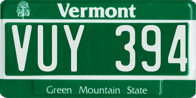 VT license plate VUY394