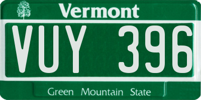 VT license plate VUY396