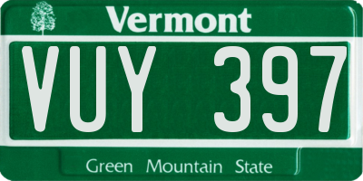 VT license plate VUY397