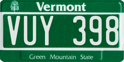 VT license plate VUY398