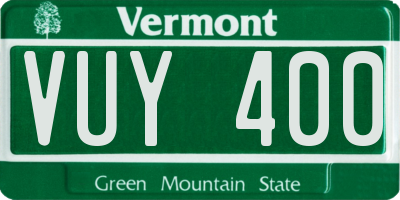 VT license plate VUY400