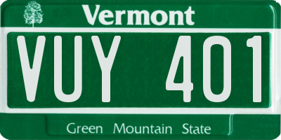 VT license plate VUY401