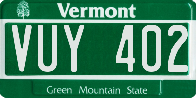 VT license plate VUY402