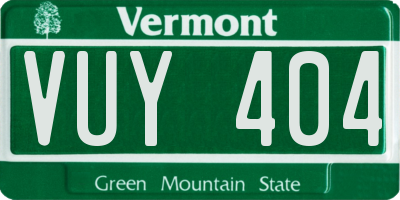 VT license plate VUY404