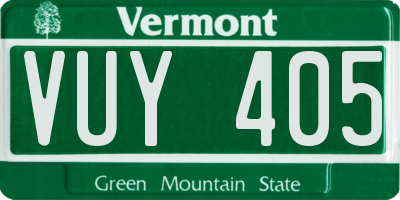 VT license plate VUY405